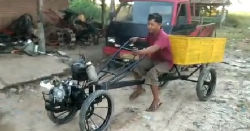 Muncus Rakit Motor Rongsok Jadi Hand Traktor dan Angkutan Petani