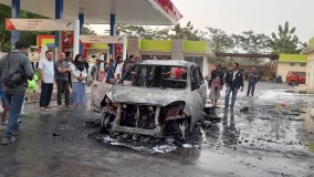 Mobil Avanza Hangus Terbakar di SPBU Caruban, Polisi Selidiki Penyebab