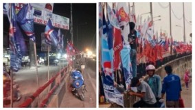 Gibran Datang ke Lampung, Perang Bendera Partai di Pasar Natar