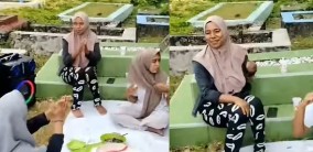Viral Video Ibu-ibu Piknik di Kuburan Sambil Berjoget Ria