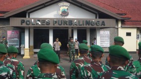 Polres Purbalingga Terima 96 Personel TNI Bantu Pengamanan Pemilu 2024