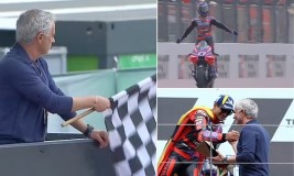Momen Spesial di MotoGP Portugal, Mourinho Kibaskan Bendera Finish Kemenangan Jorge Martin