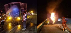 Hendak Dikirim ke Malang Truk Paket Sicepat Terbakar di Tol Madiun-Solo