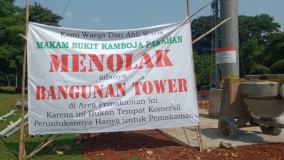Pembangunan Tower Monopol Ilegal PT GTI di TPBU Pamahan Mekar Jaya Dituding Warga Libatkan Mafia Makam