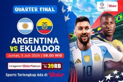 LINK Live Streaming Perempat Final Copa America 2024 : Argentina vs Ekuador, Messi tidak Akan Bermain? 