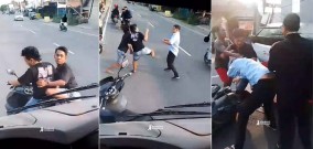    Video Viral Dua Pemuda Mabuk Hentikan Bus Harapan Jaya dan Mengeroyok, Penumpang Turun Memukuli Mereka