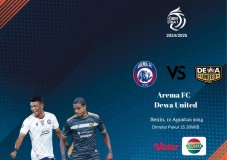 Link Live Streaming BRI Liga 1 2024-2025 : Arema FC vs Dewa United, Sore ini