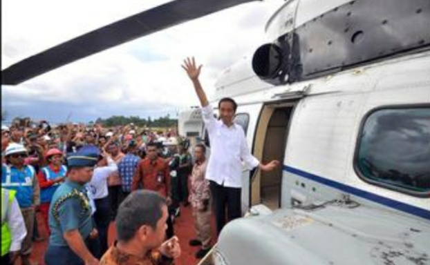 Ilustrasi Jokowi naik helikopter