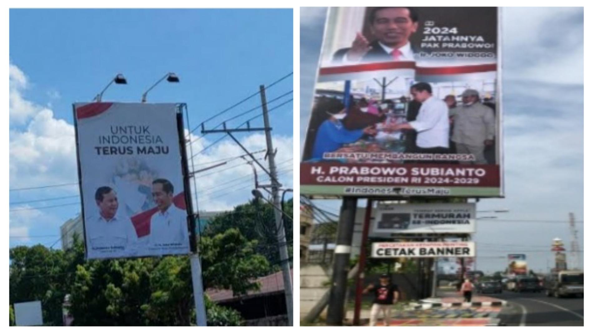 Baleho Jokowi-Prabowo di Solo dan Lampung (Foto Kolase Helo Indonesia Lampung)