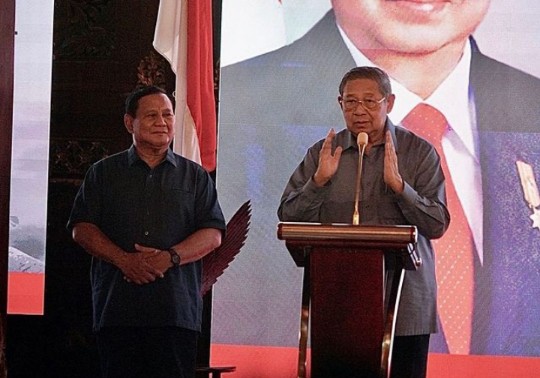Ketua Umum Partai Gerindra Prabowo Subianto dan Ketua Majelis Tinggi Partai Demokrat Susilo Bambang 