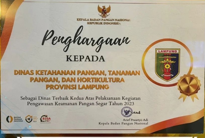 Provinsi Lampung Raih Penghargaan Terbqik Kedua Nasional