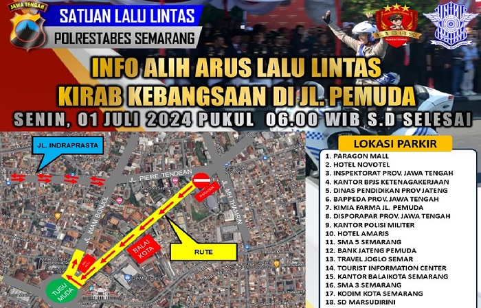Ada HUT Bhayangkara di Semarang, Arus Lalu Lintas di Jalan Pemuda Dialihkan