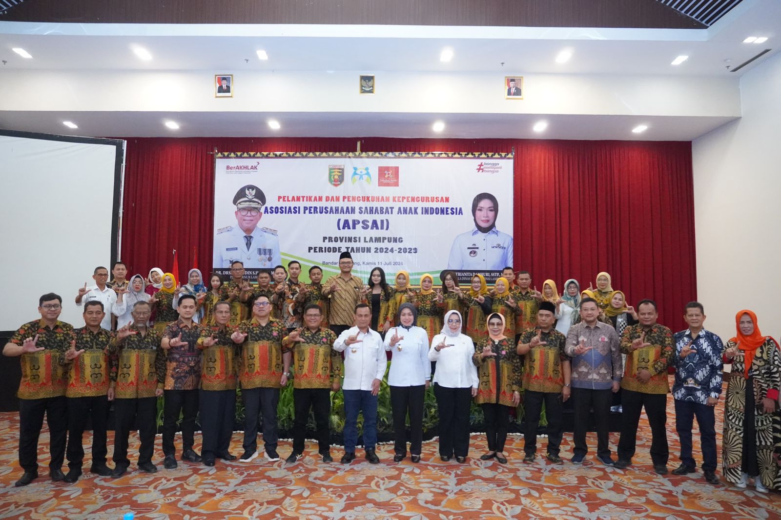 Pengurus Asosiasi Perusahaan Sahabat Anak Indonesia (APSAI) Provinsi Lampung Periode Tahun 2024-2029 Resmi Dilantik