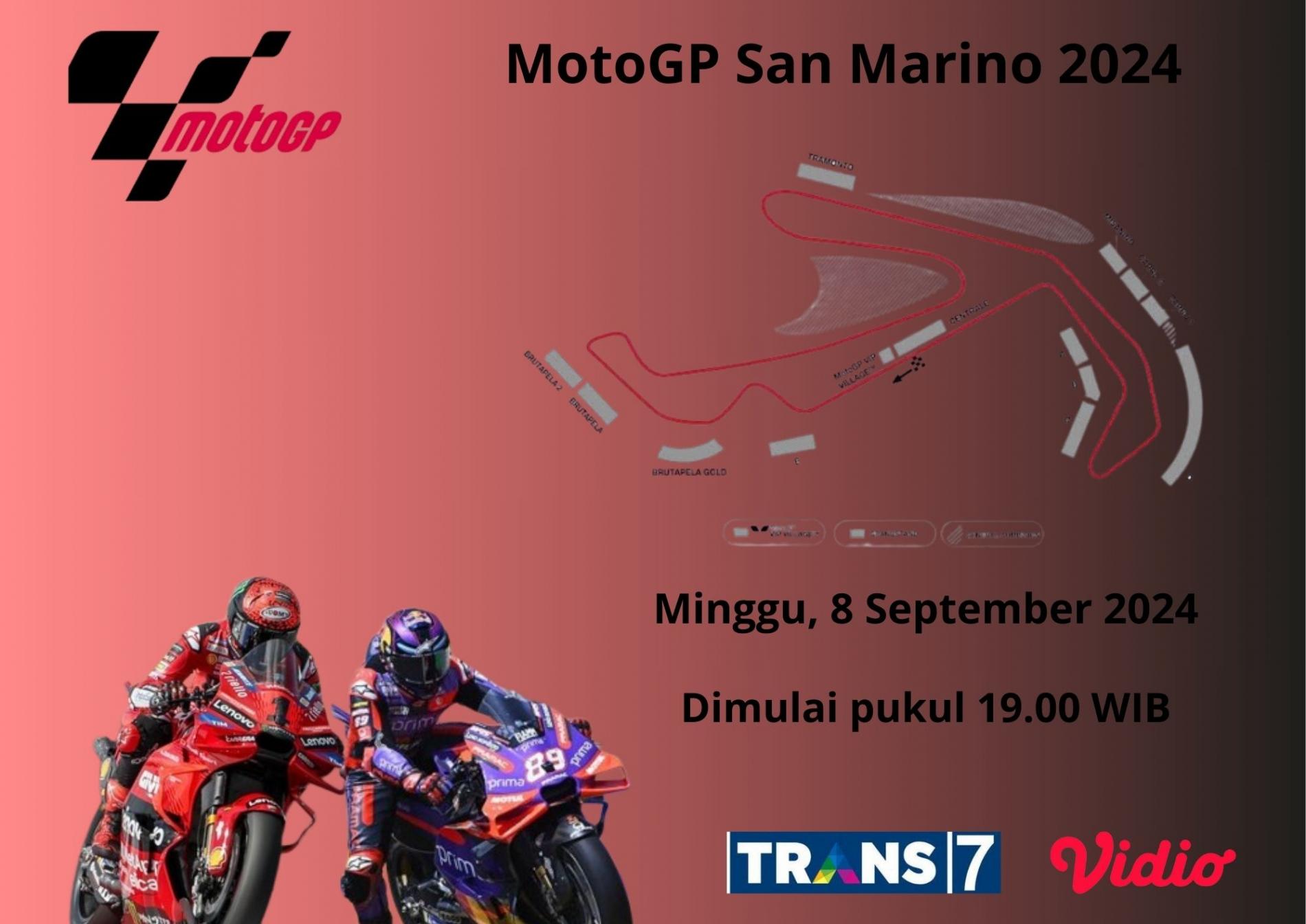 Jadwal dan Link Live Streaming MotoGP San Marino 2024